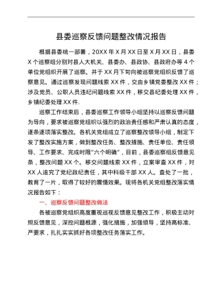 县委巡察反馈问题整改情况报告.Doc