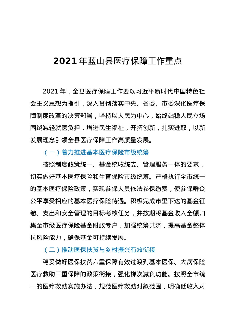 2021年蓝山县医疗保障工作重点.docx_第1页