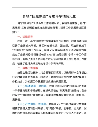 乡镇“扫黑除恶”专项斗争情况汇报.doc