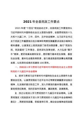2021年全县民政工作要点.docx