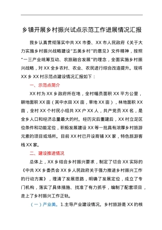 乡镇开展乡村振兴试点示范工作进展情况汇报.docx