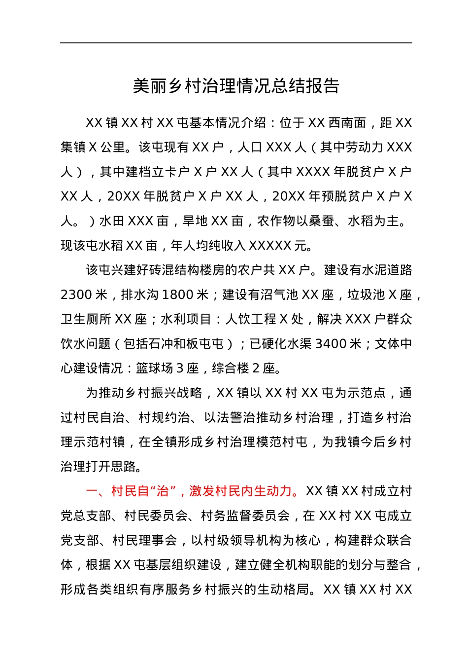 乡镇美丽乡村治理情况总结报告.docx_第1页