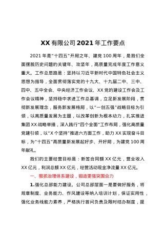 XX公司2021年工作要点.docx