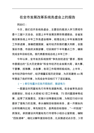 在全市发展改革系统务虚会上的报告.docx