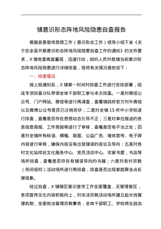 镇意识形态阵地风险隐患自查报告.docx