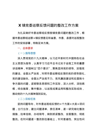 X镇党委巡察反馈问题的整改工作方案.doc