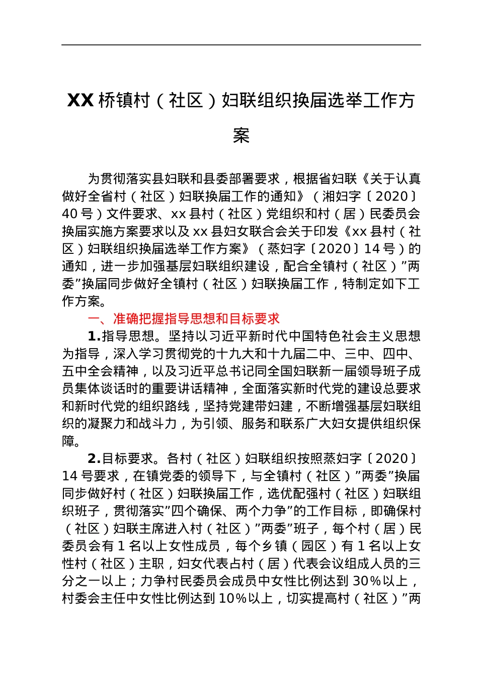 村（社区）妇联组织换届选举工作方案.docx_第1页