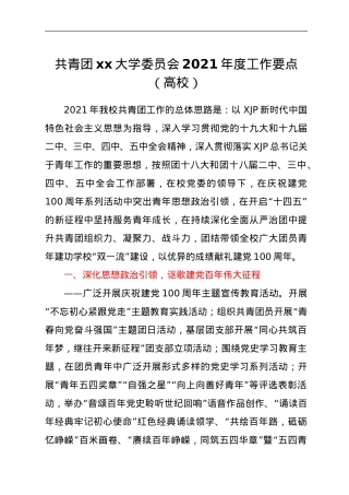 共青团xx大学委员会2021年度工作要点.doc