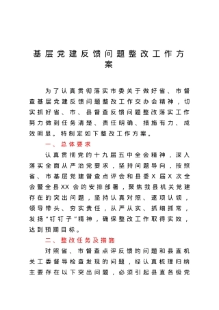 基层党建反馈问题整改工作方案.doc