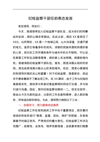 纪检监察干部任前表态发言.docx