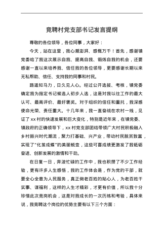 竞聘村党支部书记发言提纲.docx