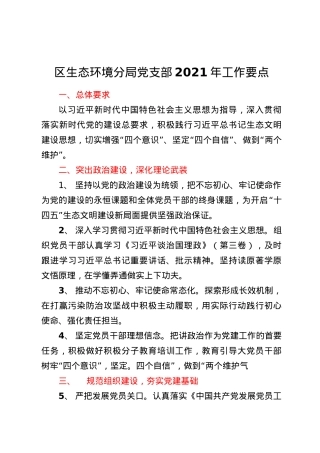 区生态环境分局党支部2021年工作要点.docx