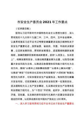 市安全生产委员会2021年工作要点.docx