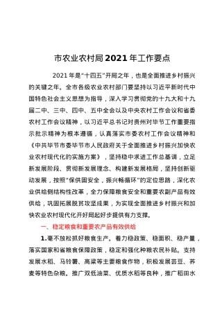 市农业农村局2021年工作要点.doc
