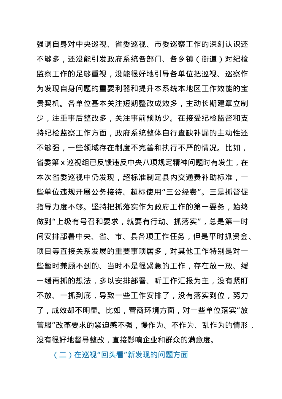 县长巡视“回头看”整改专题民主生活会个人发言提纲.doc_第2页