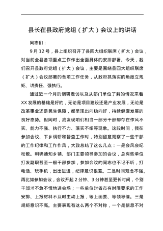 县长在县政府党组(扩大)会议上的讲话.doc