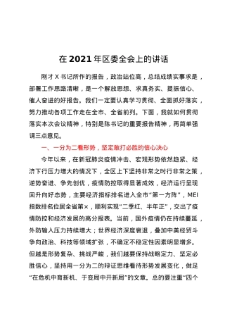 在2021年区委全会上的讲话.docx