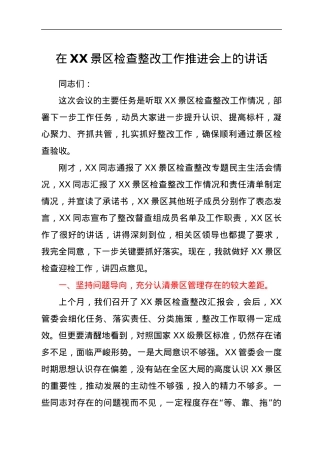 在XX景区检查整改工作推进会上的讲话.docx