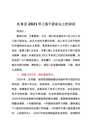 在X区2021年三级干部会议上的讲话.docx