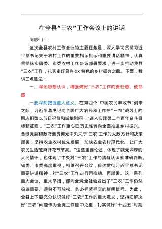 在全县“三农”工作会议上的讲话.docx