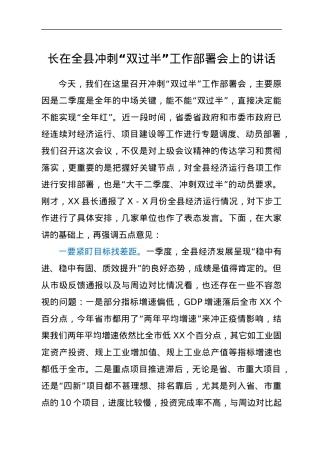 在全县冲刺“双过半”工作部署会上的讲话.docx