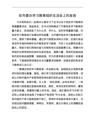 在市委办学习教育组织生活会上的发言.doc