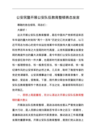 政法队伍教育整顿表态发言（公安）.docx