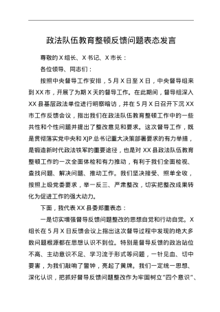 政法队伍教育整顿反馈问题表态发言.doc
