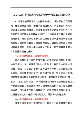 深入学习贯彻省十四次党代会精神心得体会.docx