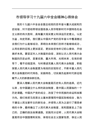 市领导学习十九届六中全会精神心得体会.docx