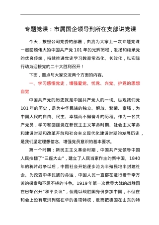 专题党课：市属国企领导到所在支部讲党课.docx