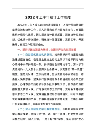 2022年上半年统计工作总结.docx