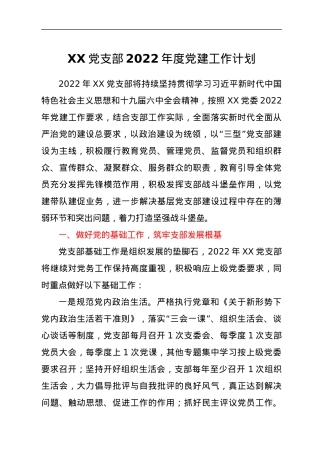 XX党支部2022年度党建工作计划.docx