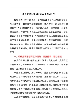 XX局作风建设年工作总结.docx