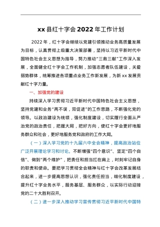 xx县红十字会2022年工作计划.docx
