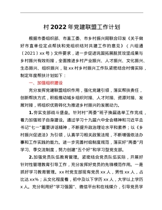 村2022年党建联盟工作计划.doc