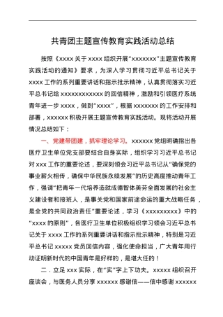 共青团主题宣传教育实践活动总结.docx