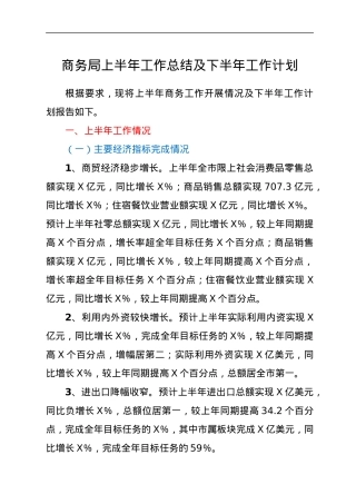 商务局上半年工作总结及下半年工作计划.docx