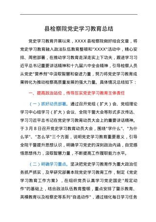 县检察院党史学习教育总结.docx