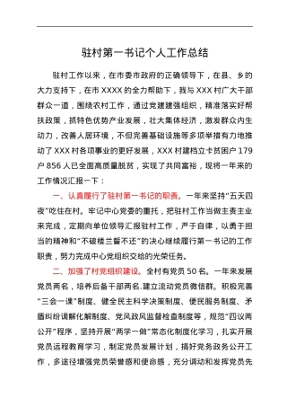 驻村第一书记个人工作总结.docx