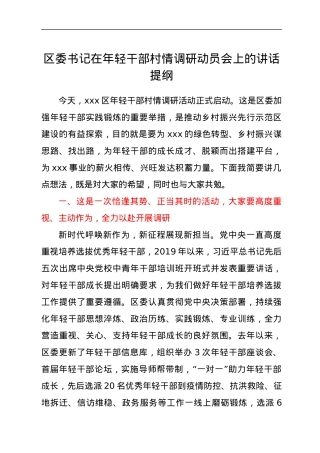 在年轻干部村情调研动员会上的讲话提纲.docx