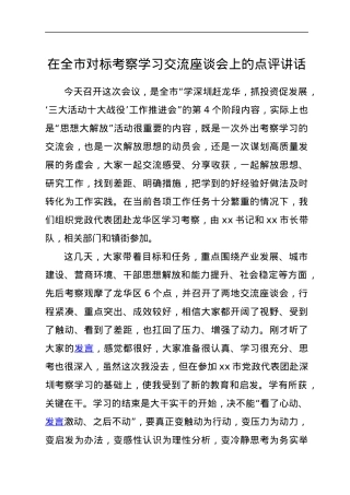 在全市对标考察学习交流座谈会上的点评讲话.docx