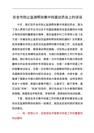 在全市防止监测帮扶集中排查动员会上的讲话.docx