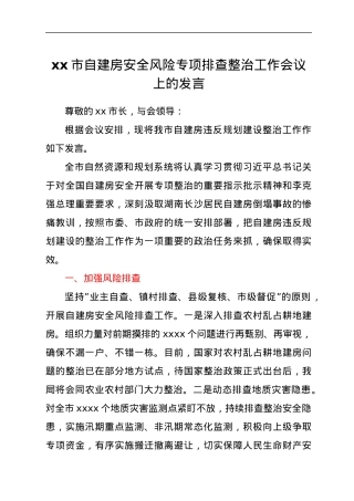 xx市自建房安全风险专项排查整治工作会议上的发言.docx