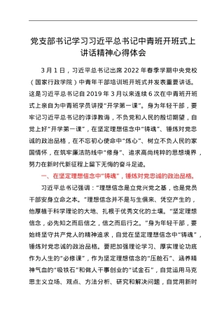 党支部书记学习习近平总书记中青班开班式上讲话精神心得体会.docx