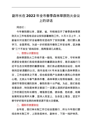 副市长在2022年全市春季森林草原防火会议上的讲话.docx