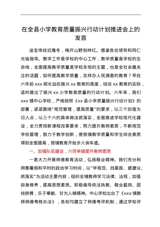在全县小学教育质量振兴行动计划推进会上的发言.docx