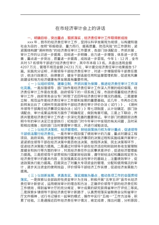 在市经济审计会上的讲话.docx