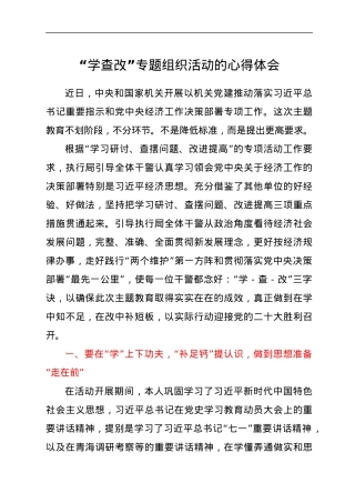 “学查改”专题组织活动的心得体会.docx