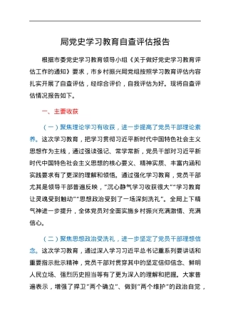 局党史学习教育自查评估报告.docx
